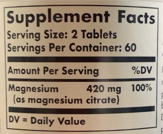 Magnesium Citrate - حقائق غذائية - en