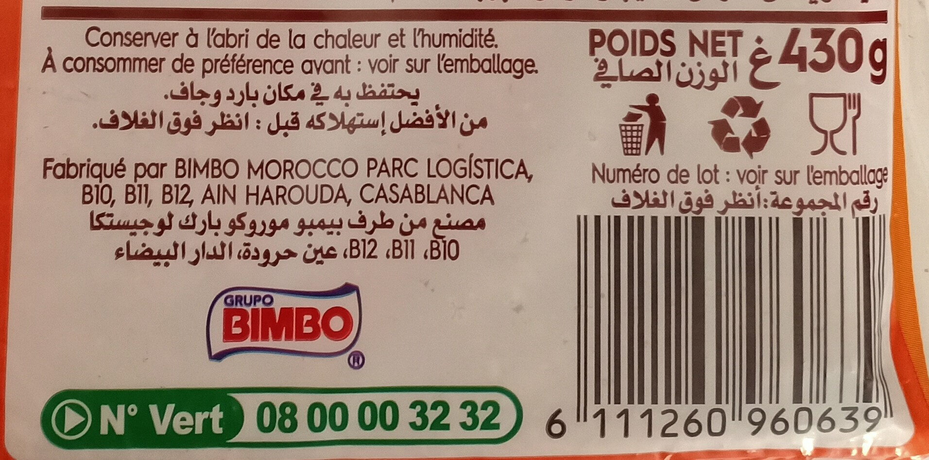 pain de mie complet - Recycling instructions and/or packaging information - fr