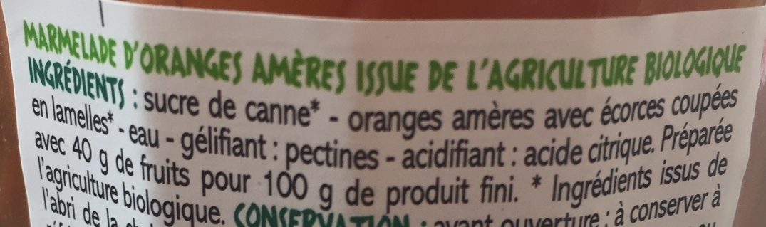 Orange marmelade - المكونات - fr