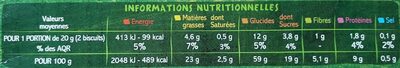 BISCUITS blé, épeautre et sésame - حقائق غذائية - fr