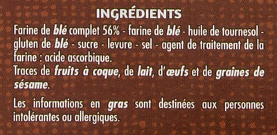 Biscottes à la farine complète - المكونات - fr