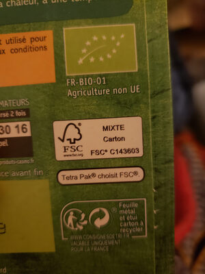 Chocolat noir dégustation 85% origine Pérou Bio - Recycling instructions and/or packaging information - fr