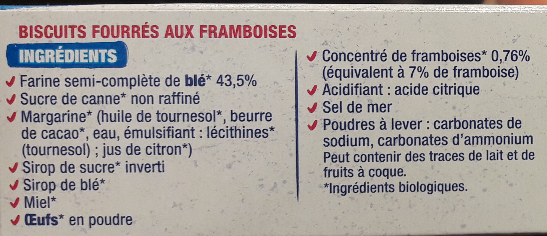 Fourrés framboise - مكونات - fr