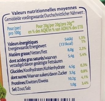 St Môret Léger 8% MG - حقائق غذائية - fr
