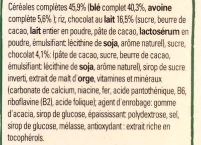 NESTLE FITNESS Chocolat au lait céréales - المكونات - fr