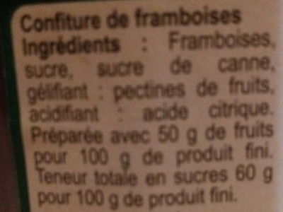 Confiture framboise - مكونات - fr
