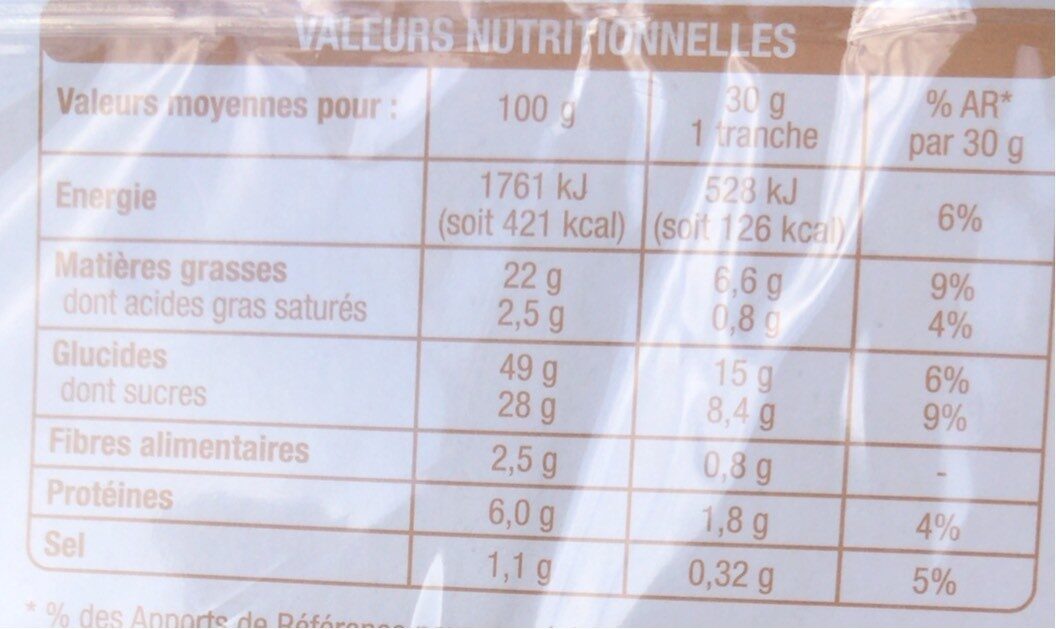 Barre marbrée - حقائق غذائية - fr