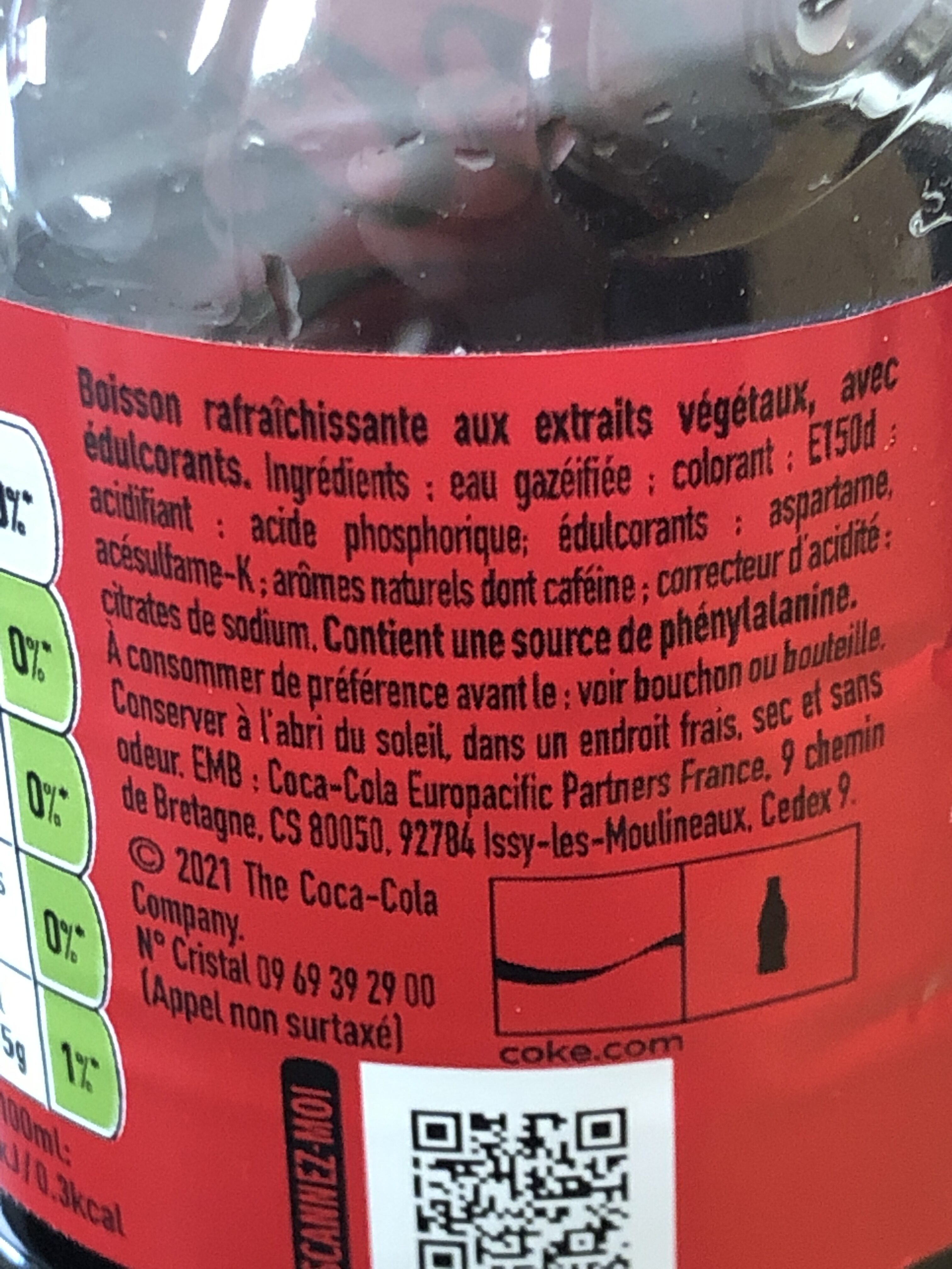 Coca Cola Zero - مكونات - en