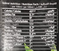 100% fruit Ananas - حقائق غذائية - fr