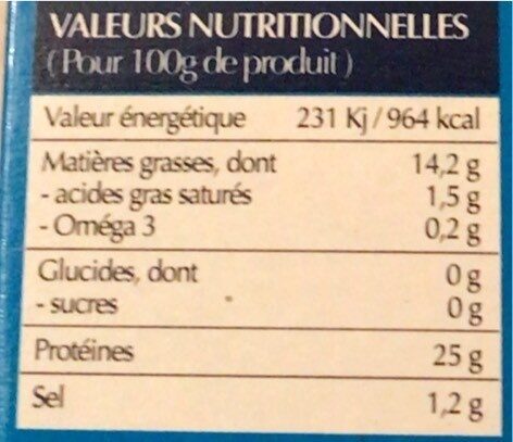 Thon entier à l’huile de tournesol - حقائق غذائية - fr