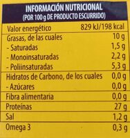 Atun en aceite de girasol - حقائق غذائية - es