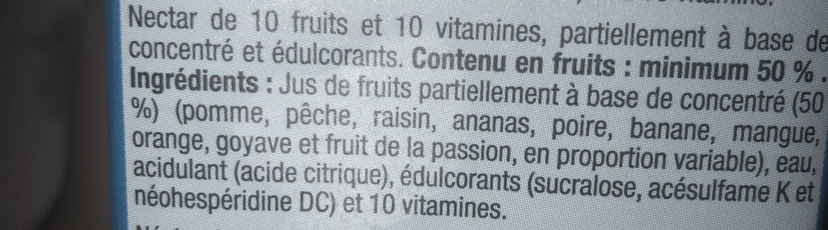 Disfruta Frutas Y Vitaminas Brik - مكونات - es