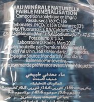 Agua Mineral Natural - حقائق غذائية - fr