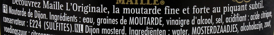 L'Originale Moutarde Fine De Dijon - مكونات - fr