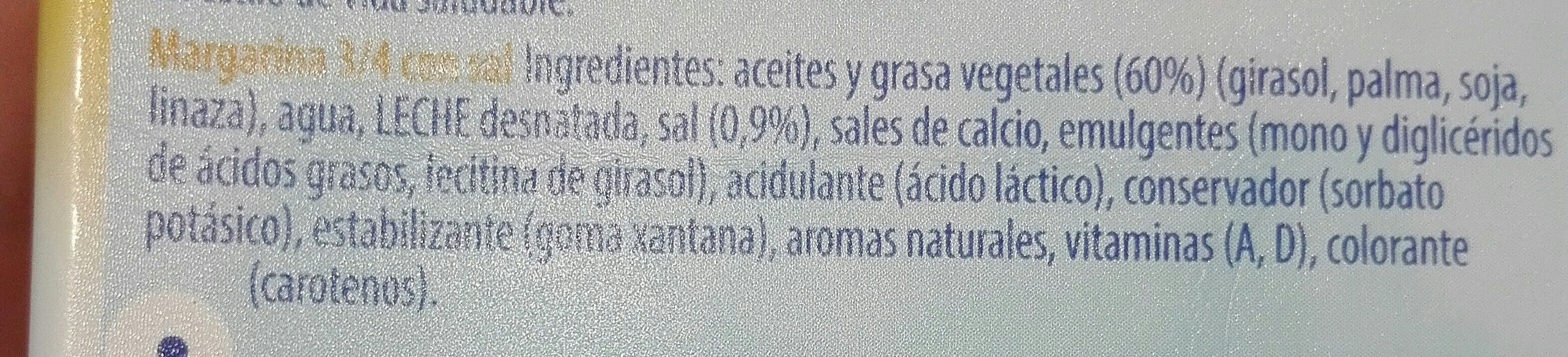 Margarina con sal - مكونات - es